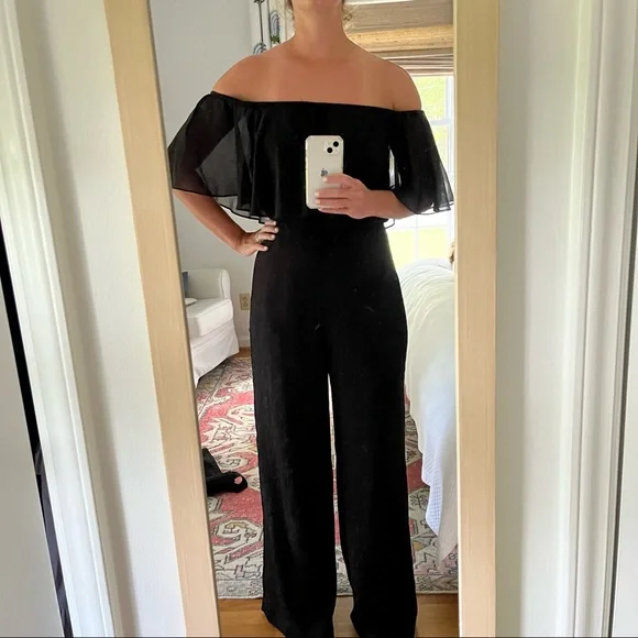 NWT Black Donna Morgan jumpsuit from Anthropologie jumpsuit, Size 8 - Picture 1 of 9